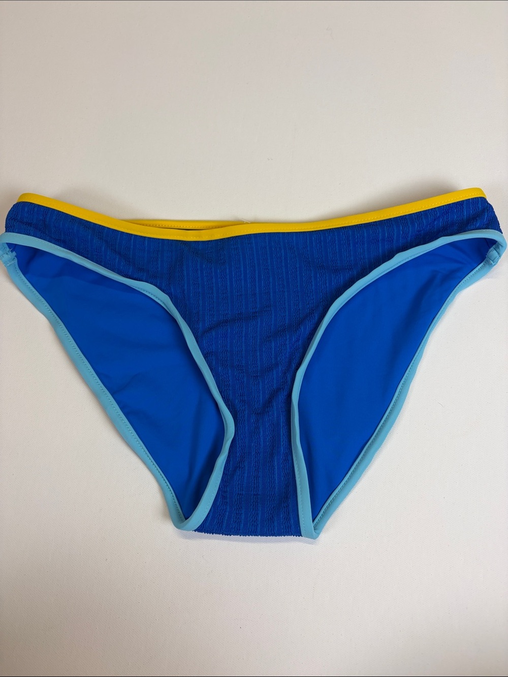 Becca by Rebecca Virtue Blue Textured Hipster Bikini Bottom Large NWT